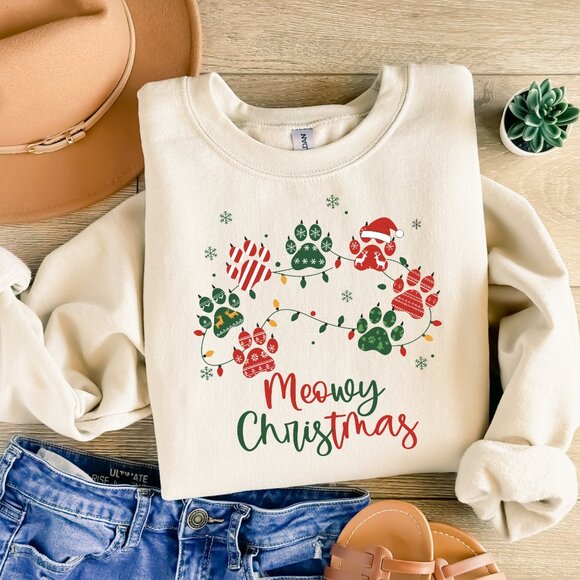 Cat Christmas Sweatshirt - Picture 1 of 1